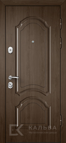 Фото «Стальная дверь порошковая черная снаружи МДФ под орех внутри №519»