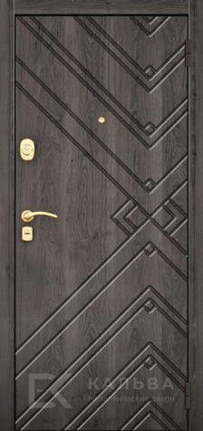 Фото «Железная дверь графит с диагональным рисунком и узором внутри №42»