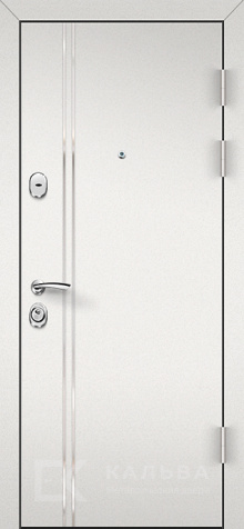 Фото «Железная дверь белая с МДФ меандр медальон для квартиры №20»