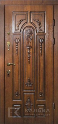 Фото «Железная дверь серый дуб снаружи внутри резная классика орех №371»