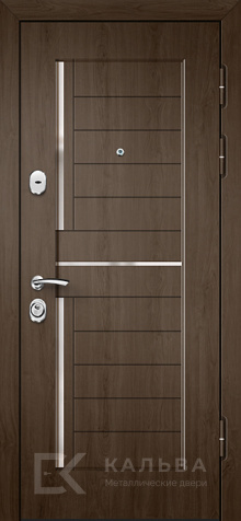 Фото «Железная дверь орех модерн с хром-вставками внутри классическая арка №324»